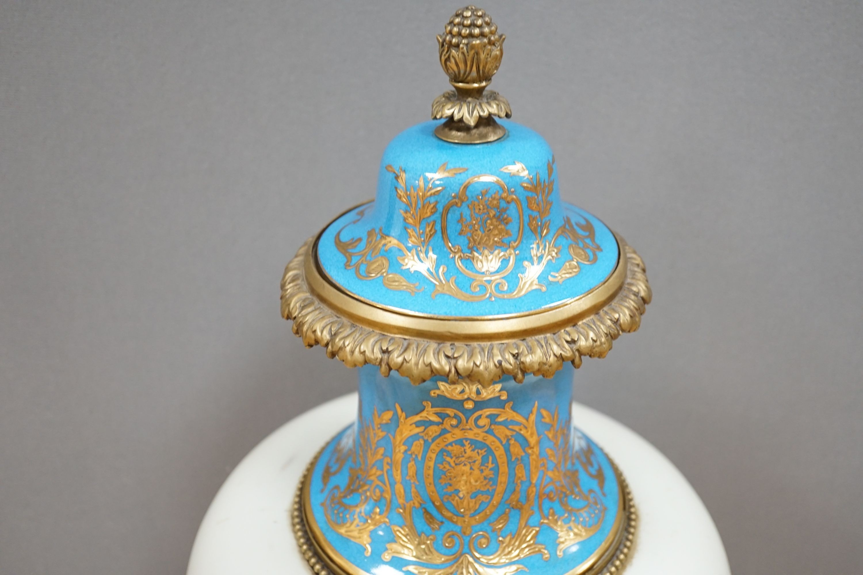 A large Sevres style vase and cover 70cm